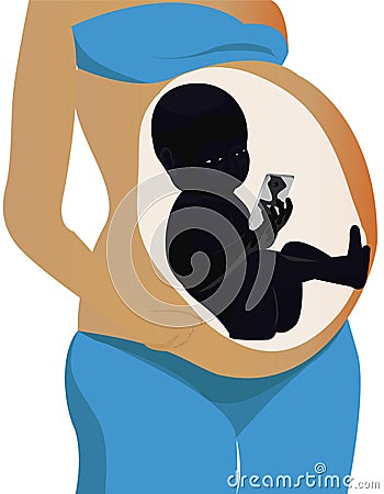 Current pregnancy of baby white Vector Illustration