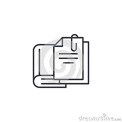 Curricular material linear icon concept. Curricular material line vector sign, symbol, illustration. Vector Illustration