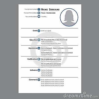 Curriculum or resume for job. Vector Illustration