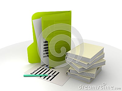 Curriculum vitae and books Stock Photo