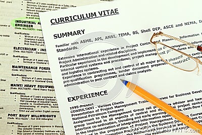 Curriculum Vitae Form Stock Photo