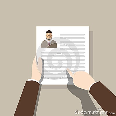 Curriculum Vitae Recruitment Candidate Job Position, Hands Hold CV Profile Hire Interview Vector Illustration