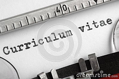 Curriculum vitae written on typewriter Stock Photo