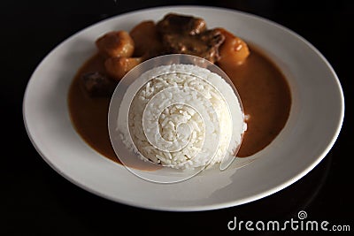Curry beef with rice Stock Photo