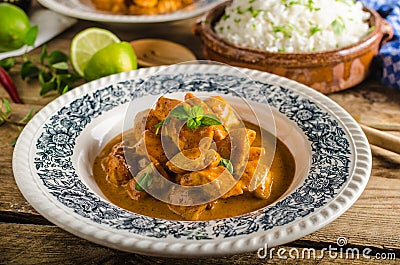 Curry chicken with rice Stock Photo