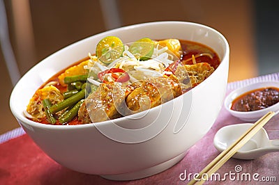 Curry laksa noodle Stock Photo