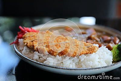 Curry rice with fired pork japanese food Stock Photo