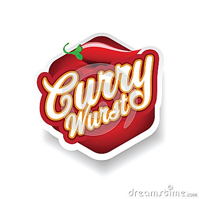 Curry Wurst german food sign Vector Illustration