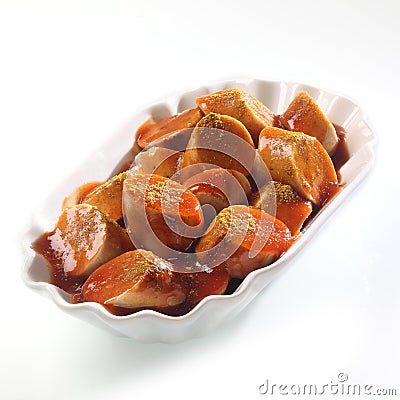 Currywurst sliced Stock Photo