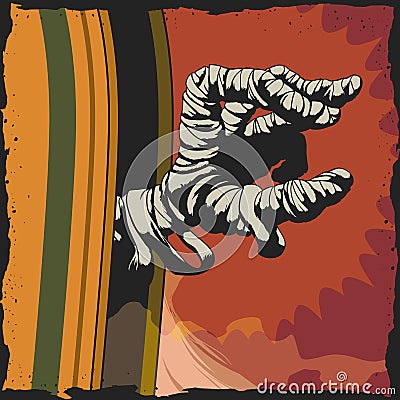 Cursed Mummy Rising from its Tomb Poster, Vector Illustration Vector Illustration