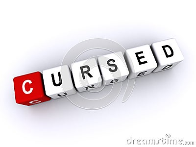 cursed word block on white Stock Photo