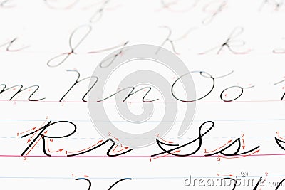 Cursive handwriting. Stock Photo