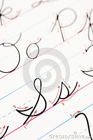 Cursive writing practice. Stock Photo