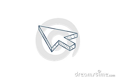 cursor arrow, click isometric icon. 3d line art technical drawing. Editable stroke vector Cartoon Illustration