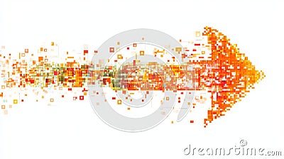 The cursor arrow, made of pixels, moves forward and fades into tiny squares Stock Photo