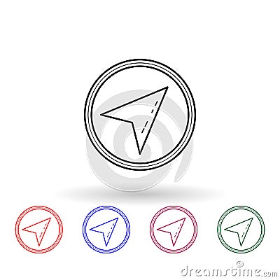 Cursor in a circle multi color icon. Simple thin line, outline vector of navigation icons for ui and ux, website or mobile Stock Photo