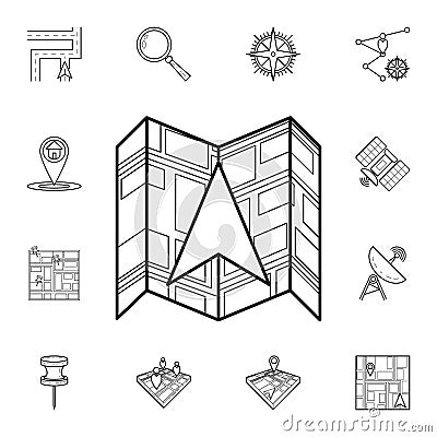 cursor on the expanded map icon. Detailed set of navigation icons. Premium graphic design. One of the collection icons for Stock Photo