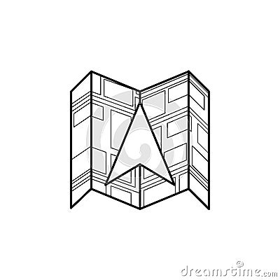 cursor on the expanded map icon. Element of navigation illustration. Premium quality graphic design icon. Signs and symbols collec Cartoon Illustration