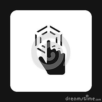 Cursor hand clicks icon, simple style Stock Photo