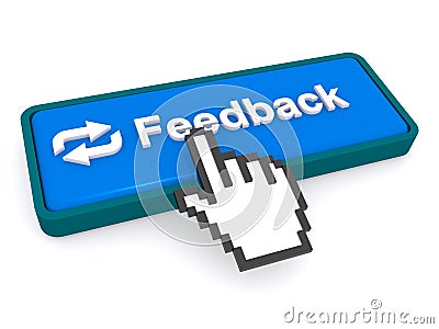 Cursor hand and feedback button Stock Photo