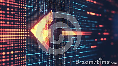 Cursor icon on a pixelated background with computer grid symbolizing digital services and technology trends Cartoon Illustration