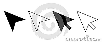 Cursor Icon set, Mouse Arrow Click Vector Graphic elements, Black Pointing Symbol, Computor and technology illustratir, Decoration Vector Illustration