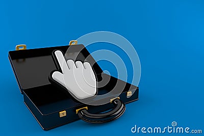 Cursor inside black briefcase Cartoon Illustration