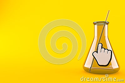 Cursor inside chemistry flask Cartoon Illustration