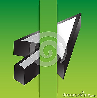 Cursor inside a green paper pocket Cartoon Illustration