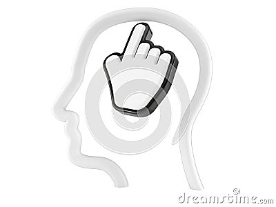 Cursor inside head Stock Photo