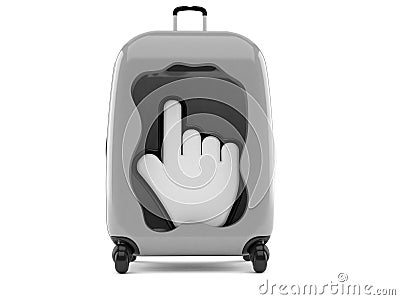 Cursor inside suitcase Cartoon Illustration