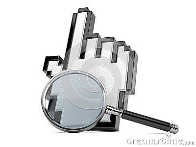 Cursor with magnifying glass Stock Photo