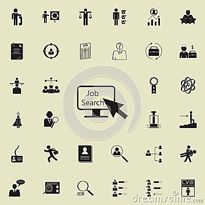 cursor pointer to monitor about job searchicon. HR & Heat hunting icons universal set for web and mobile Stock Photo