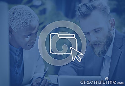 Cursor Pointing Click Folder Icon Concept Stock Photo