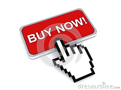 Cursor pressing buy now button Stock Photo