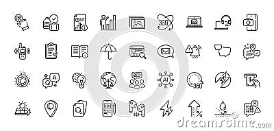 Cursor, Website search and Technical info line icons pack. For web app. Line icons. Vector Stock Photo