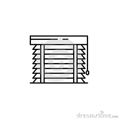 curtain, drape, window, office line illustration icon on white background Cartoon Illustration