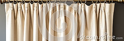 Curtain hanging on a string on a metal hook, concept of Metallic decoration, created with Generative AI technology Stock Photo