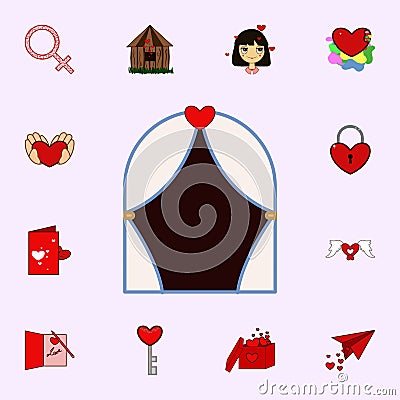 Curtain, love, valentine day, heart icon. Love icons universal set for web and mobile Stock Photo