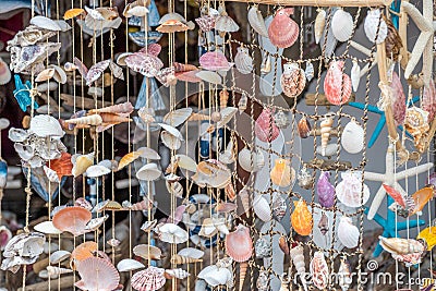 A curtain made from sea shells Stock Photo