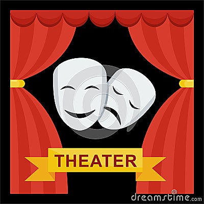 Curtain and masks black Vector Illustration