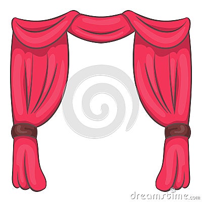 Curtain on stage icon, cartoon style Vector Illustration