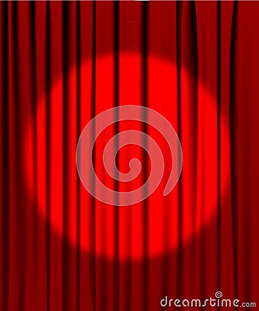 Curtain from the theatre with a spotlight Vector Illustration