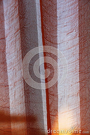 Curtain on a window, sun in trasparency Stock Photo