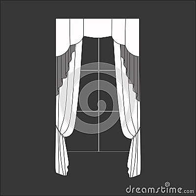 Curtains. sketch design curtains windows. Stock Photo