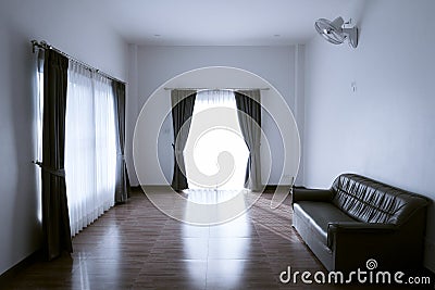 Curtains window decoration interior of room,empty room with window and curtains Stock Photo