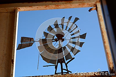 Windmill detail. Curtin Springs cattle station. Lasseter Highway. Northern Territory. Australia Editorial Stock Photo