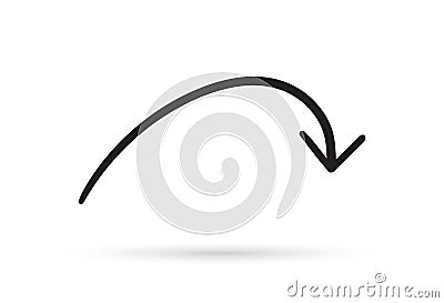 Curve arrow draw doodle brush sketch cartoon isolated on white b Vector Illustration