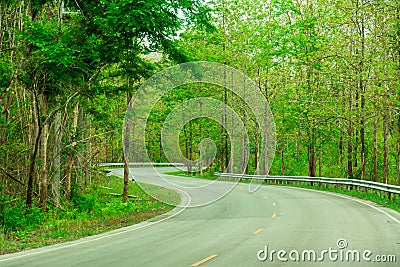 Curve asphalt road view Stock Photo