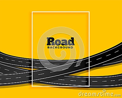 Curve bending roads on yellow background design Vector Illustration